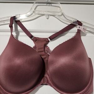 Perfect Shape Lace-Trim Racerback Push-Up Bra- Coconut Brown